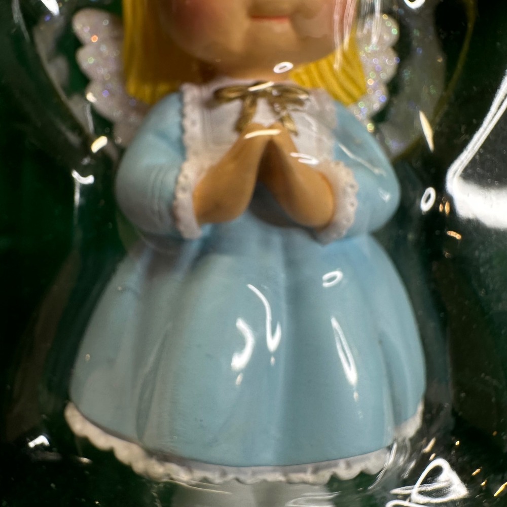 Vintage Cabbage Patch Kids Angel Ornament Blonde Blue Dress American Greetings - Picture 3 of 9
